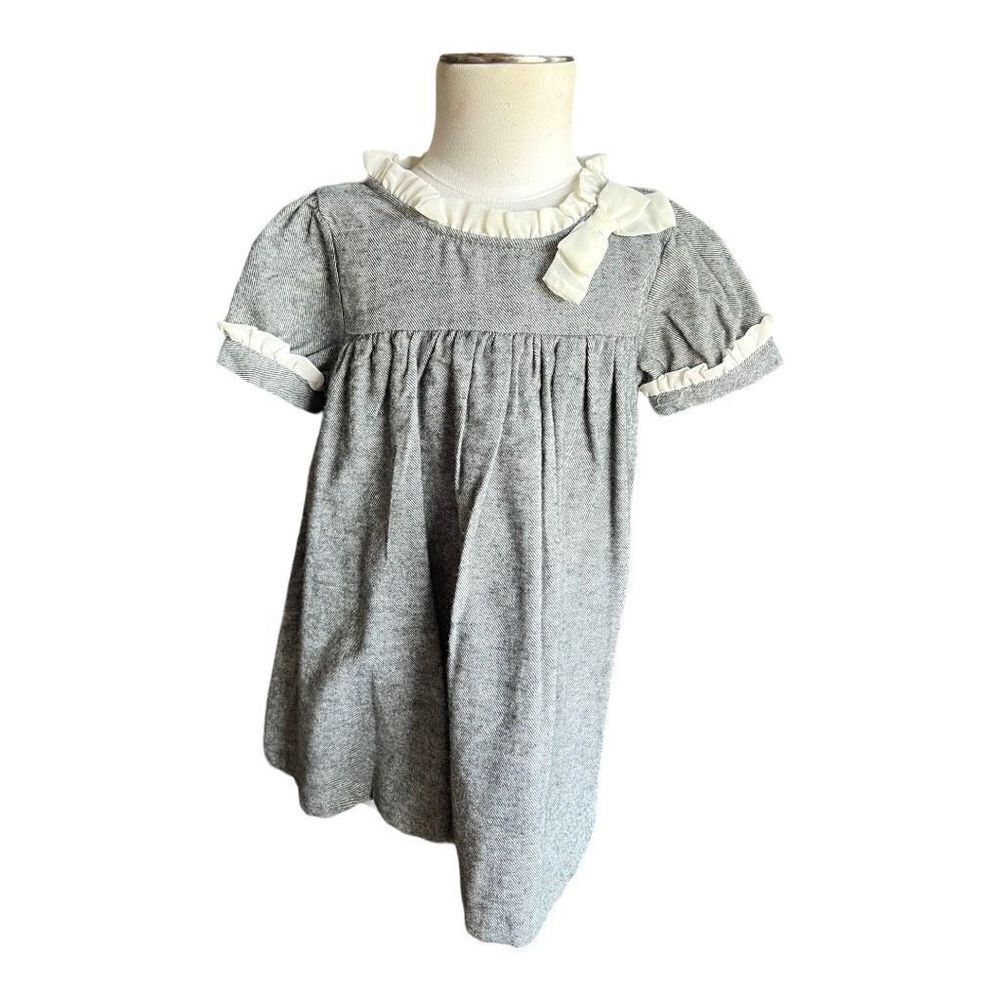 NWT Baby Girls Piper & Posie Boutique Gray Pleated Scalloped Dress - Sz 24 mo